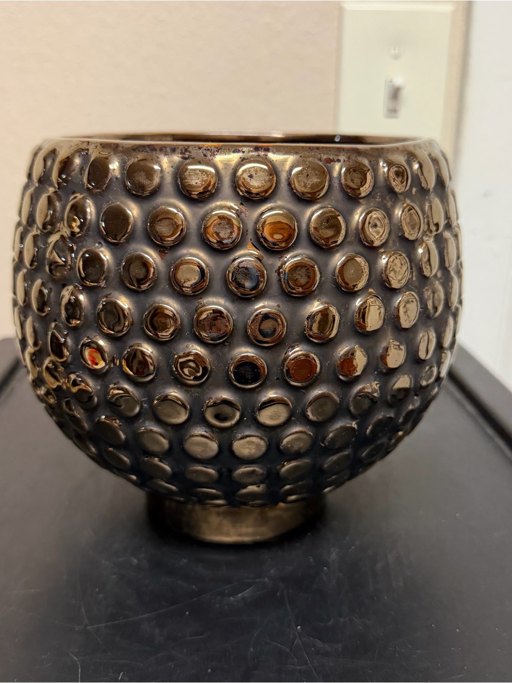 Ceramic metallic Bronze Dot-Texture Decorative Vase